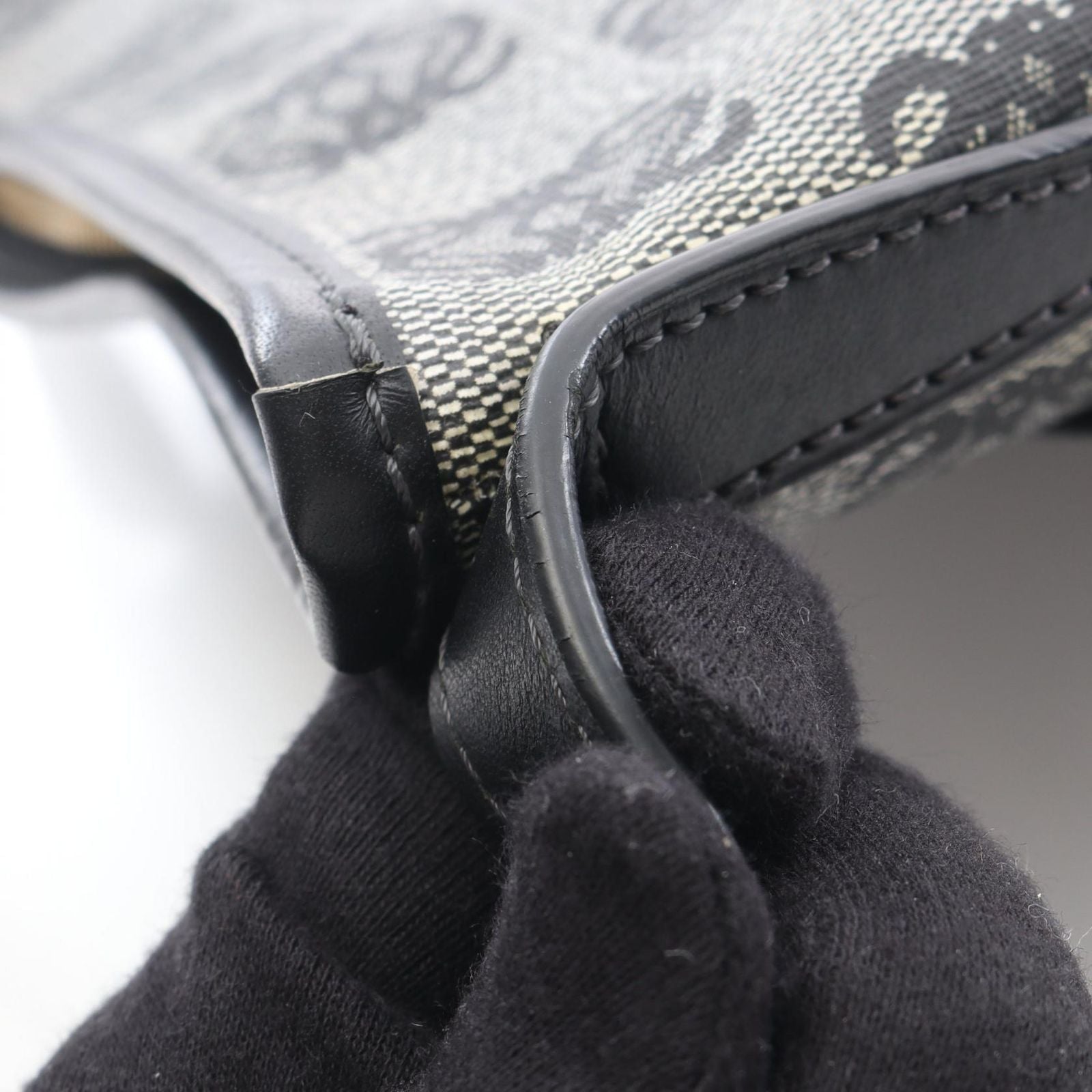 Loewe Shoulder Bag Anagram Gray Black Canvas Leather — view 9