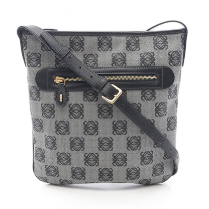 Loewe Shoulder Bag Anagram Gray Black Canvas Leather