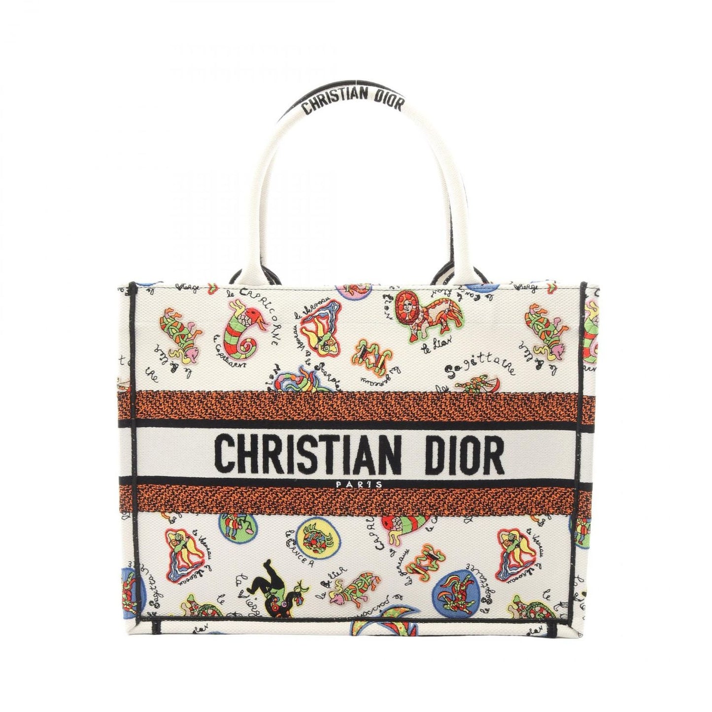 Dior Tote Book Niki Saint Phalle White Orange Black Canvas