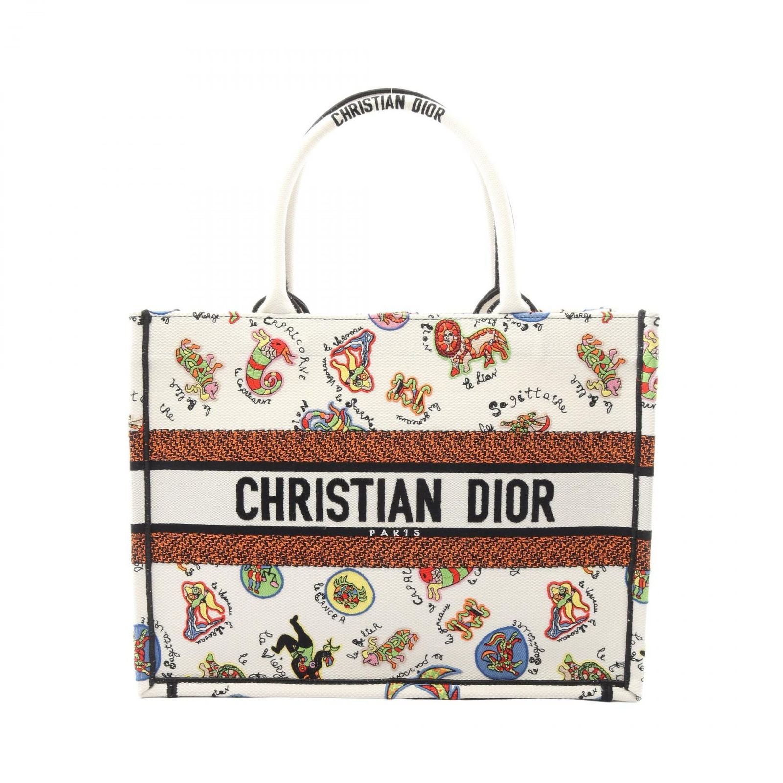 Dior Tote Book Niki Saint Phalle White Orange Black Canvas