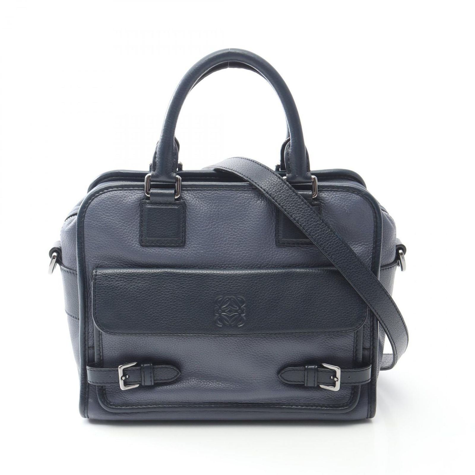 Loewe Handbag Cruz 2-Way Dark Blue Leather Shoulder