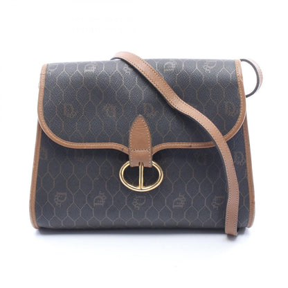 Dior Shoulder Bag Honeycomb Dark Brown Canvas Leather