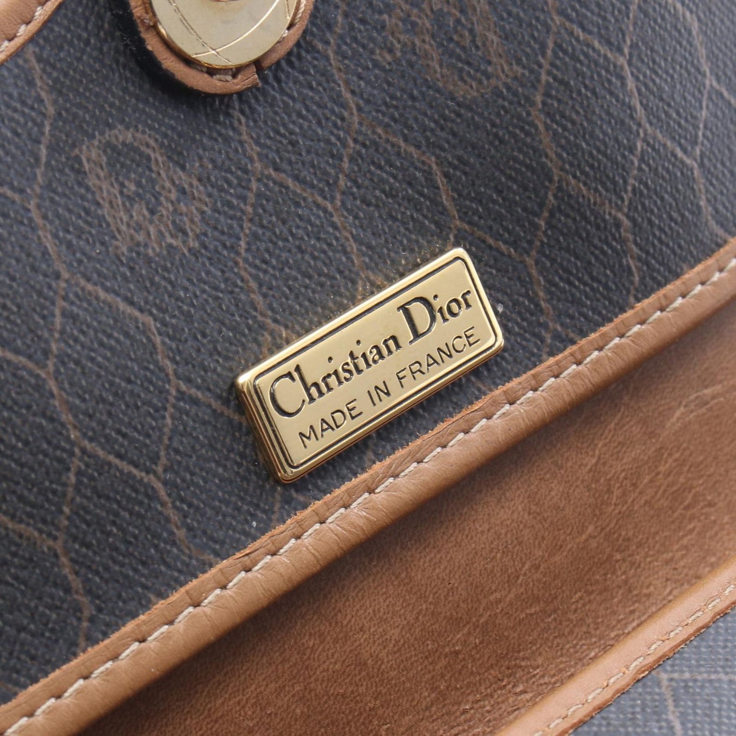 Dior Shoulder Bag Honeycomb Dark Brown Canvas Leather — view 4