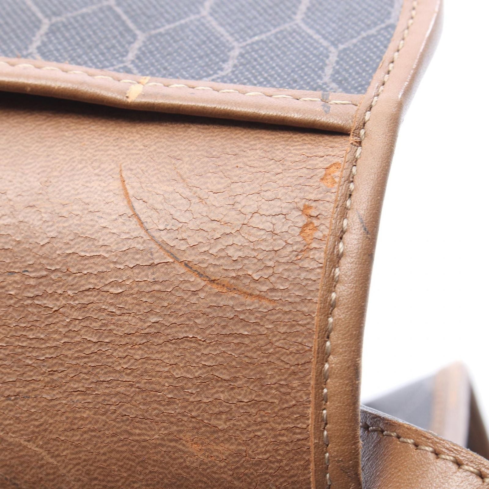 Dior Shoulder Bag Honeycomb Dark Brown Canvas Leather — view 7
