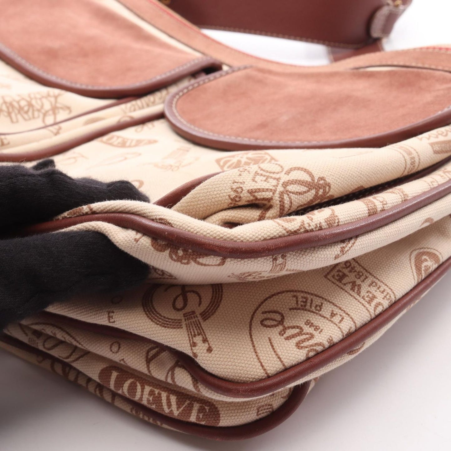 Loewe Shoulder Bag Anniversary Beige Canvas Suede — view 9