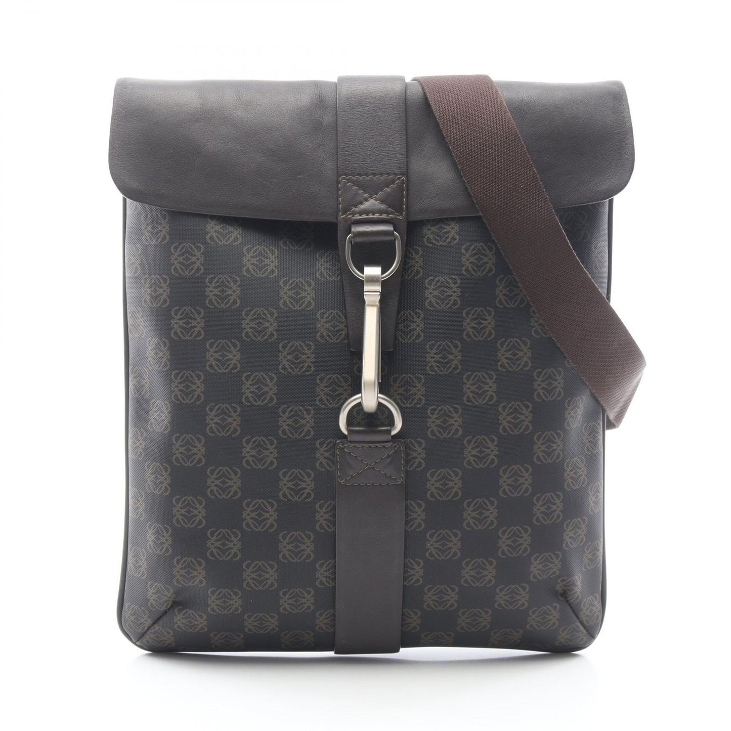 Loewe Shoulder Bag Anagram Dark Brown Canvas Leather