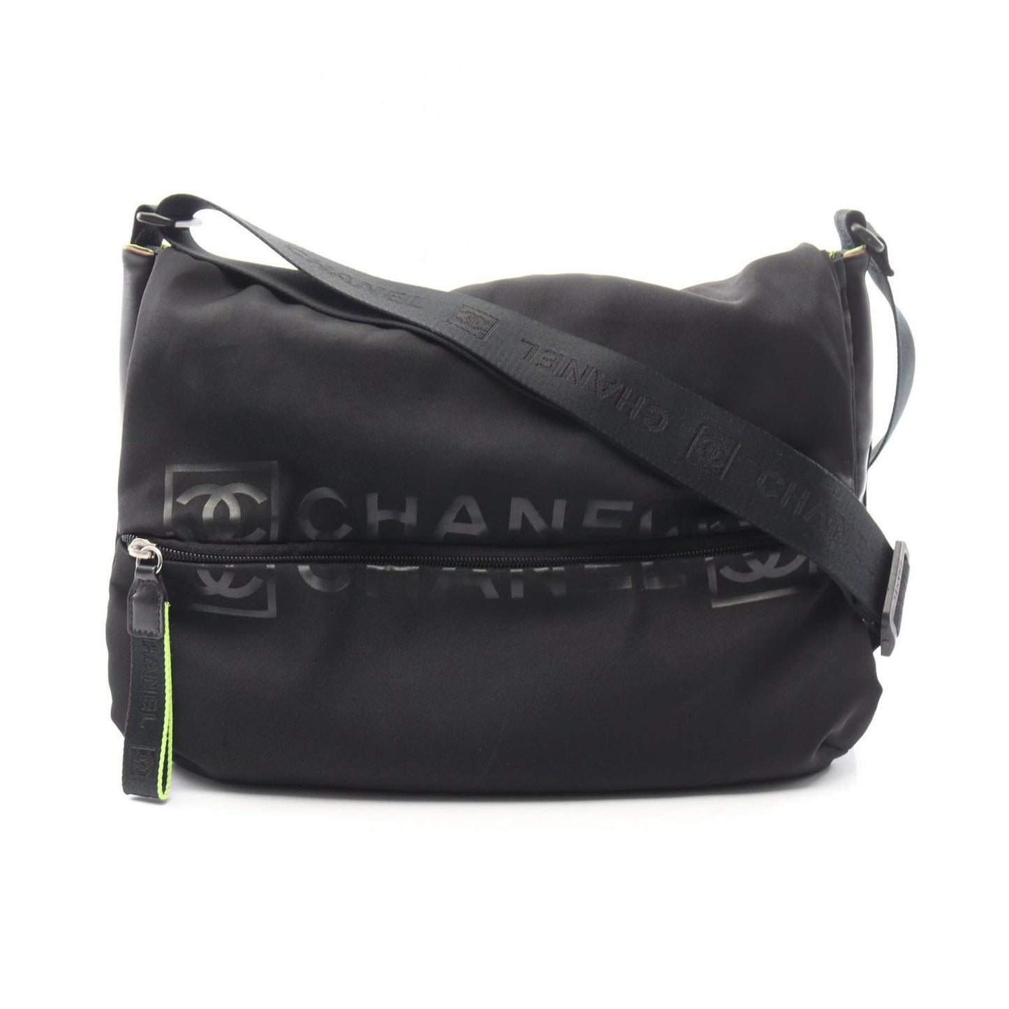Chanel Shoulder Bag Sports Line CC Logo Black Nylon Rubber