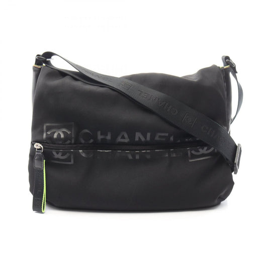 Chanel Shoulder Bag Sports Line CC Logo Black Nylon Rubber