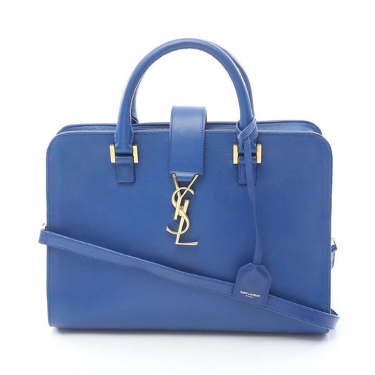 Saint Laurent Paris Handbag Monogram Cabas 2-Way Blue Leather Baby