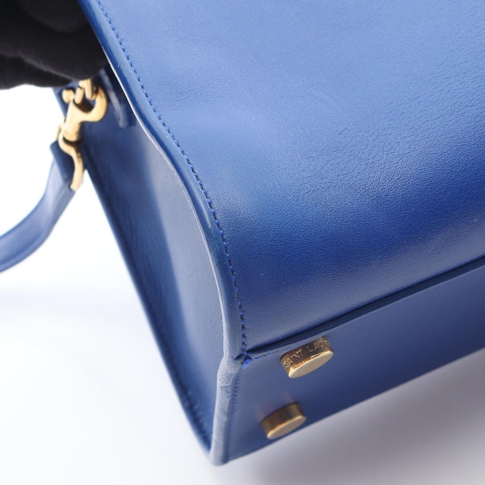 Saint Laurent Paris Handbag Monogram Cabas 2-Way Blue Leather Baby — view 9