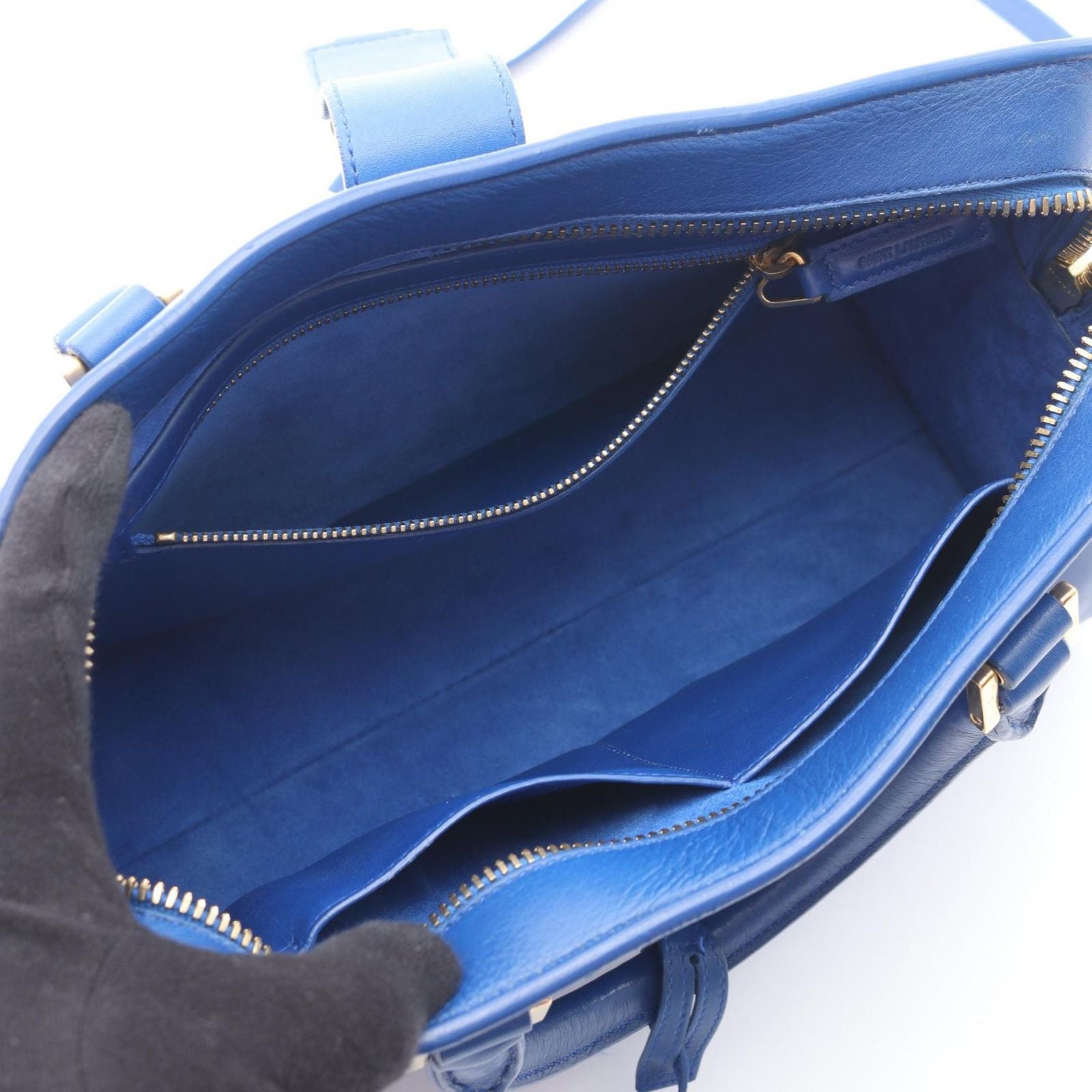 Saint Laurent Paris Handbag Monogram Cabas 2-Way Blue Leather Baby — view 3