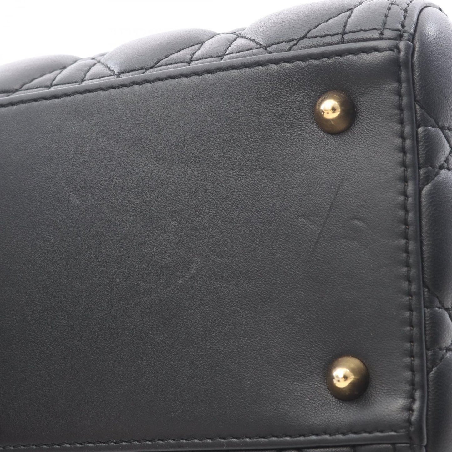 Dior Handbag Lady Dior 2-Way Black Leather Cannage Tote — view 7