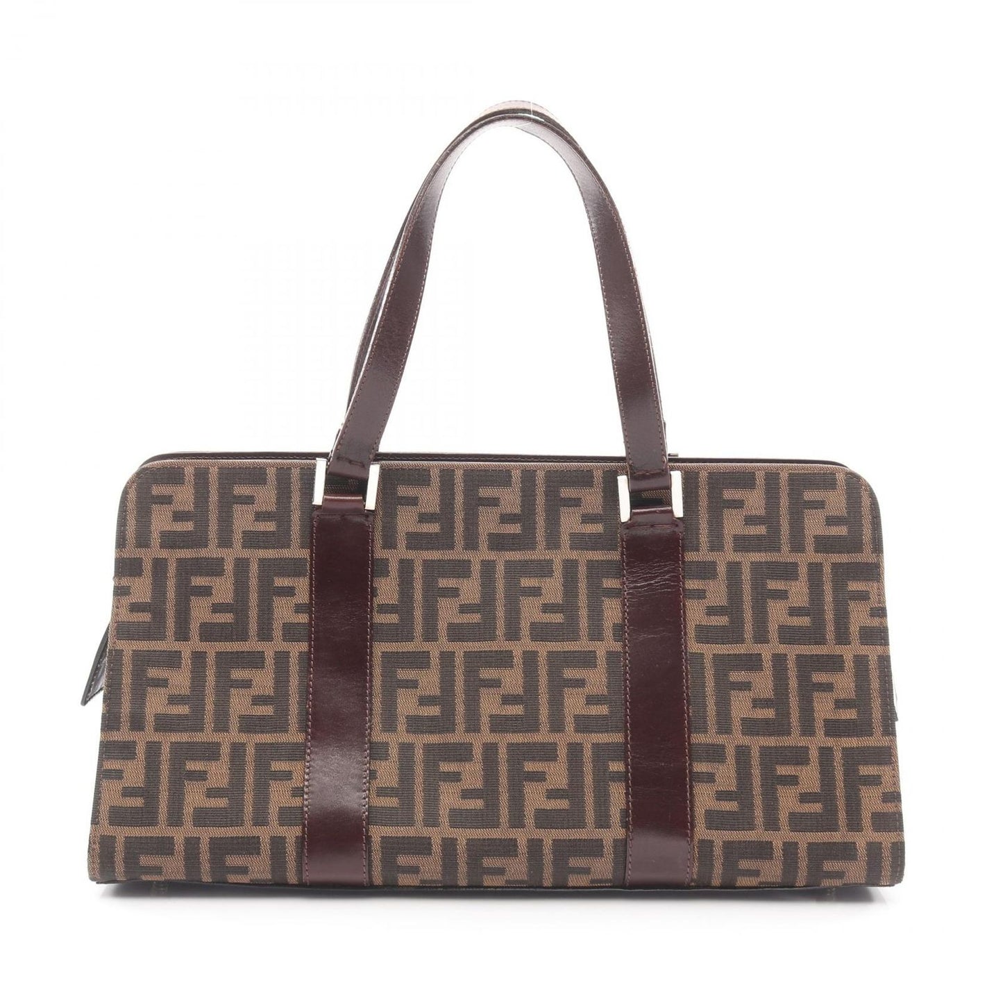 Fendi Handbag Zucca Brown Canvas Leather