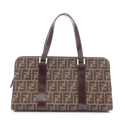 Fendi Handbag Zucca Brown Canvas Leather