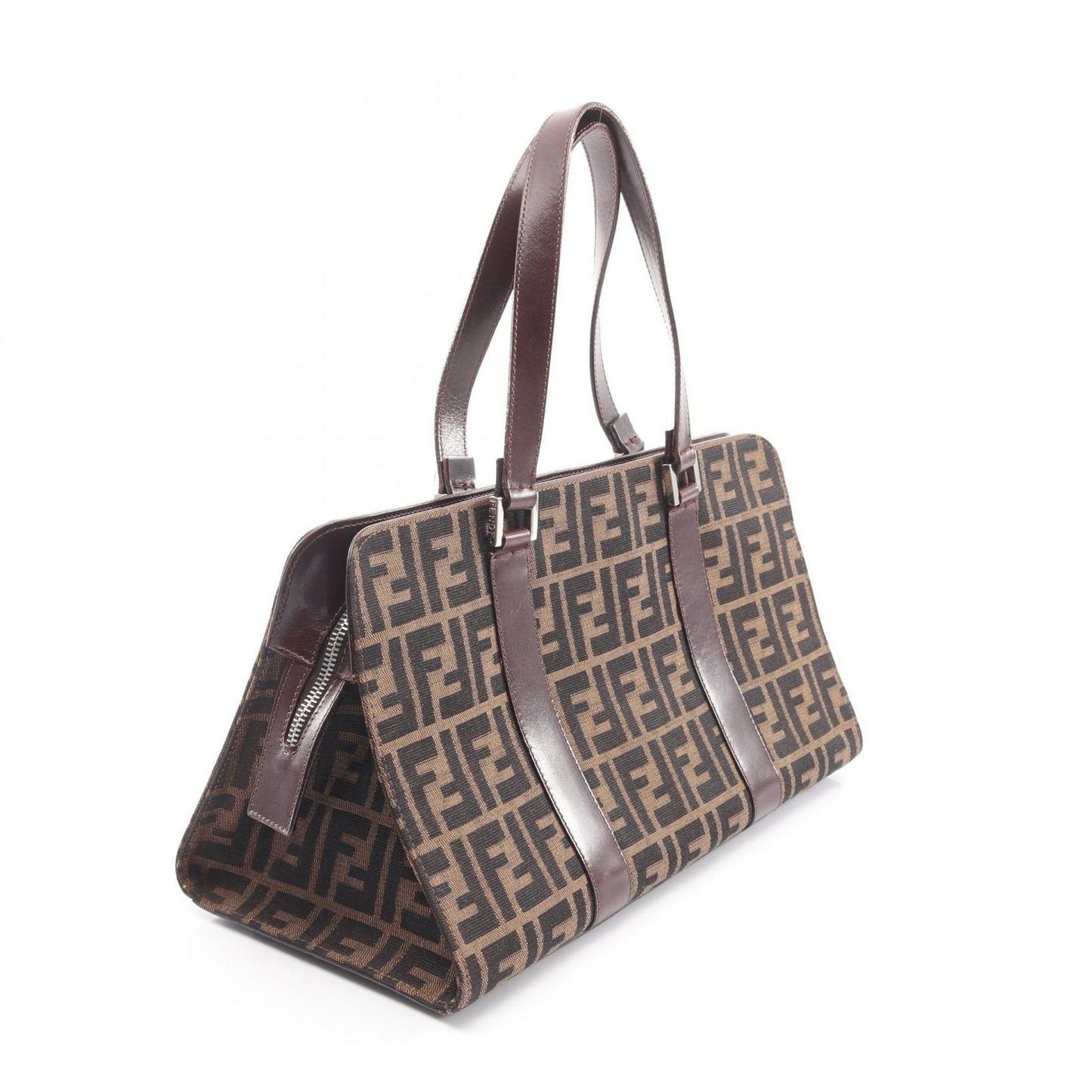 Fendi Handbag Zucca Brown Canvas Leather — view 2