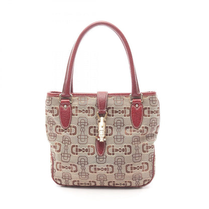 Gucci Handbag New Jackie Horsebit Beige Brown Bordeaux Canvas Leather