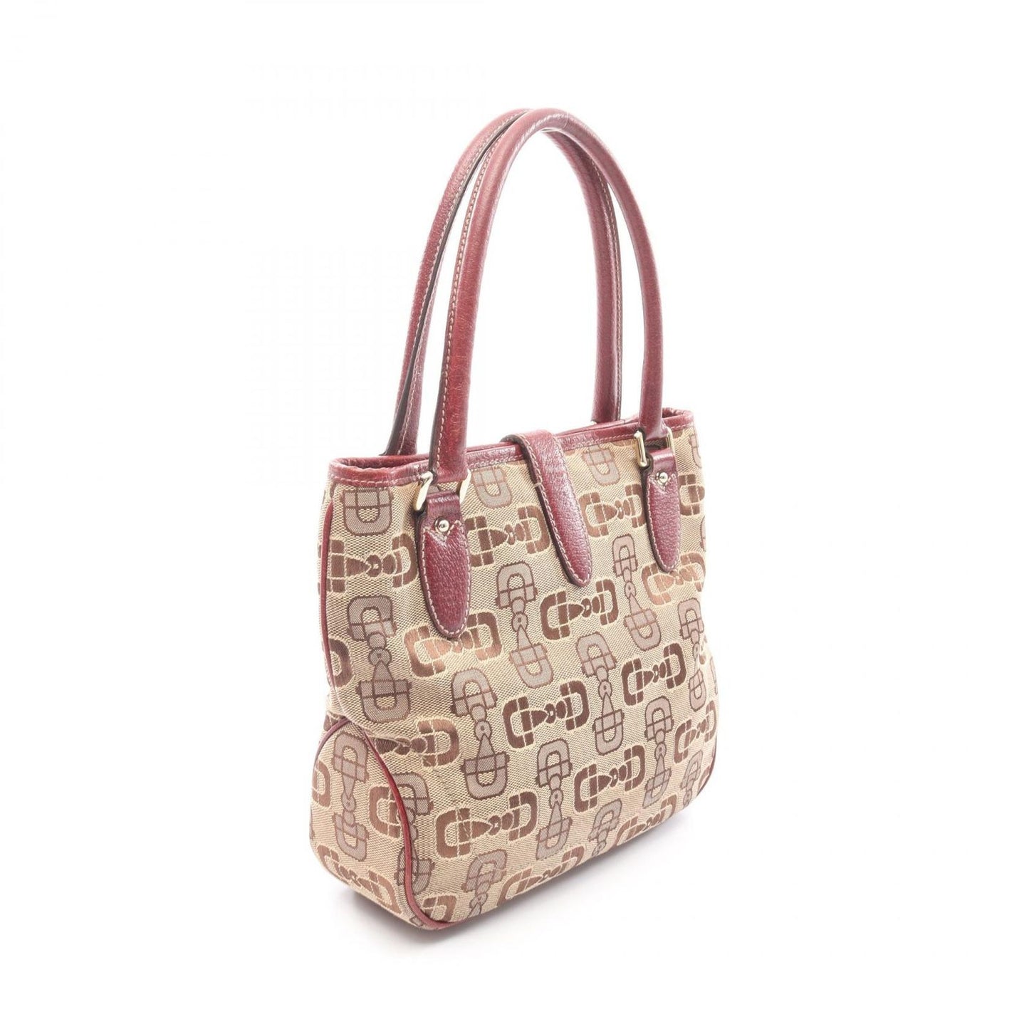 Gucci Handbag New Jackie Horsebit Beige Brown Bordeaux Canvas Leather — view 2