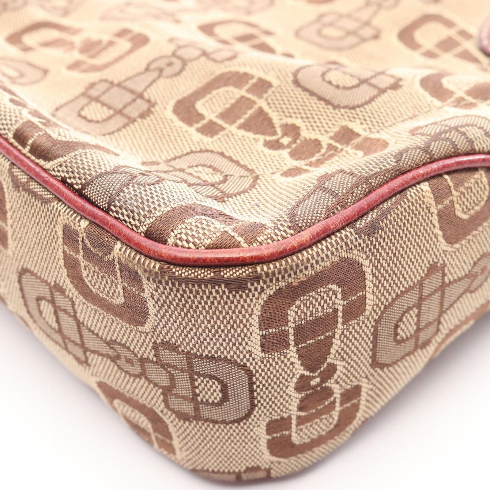 Gucci Handbag New Jackie Horsebit Beige Brown Bordeaux Canvas Leather — view 6