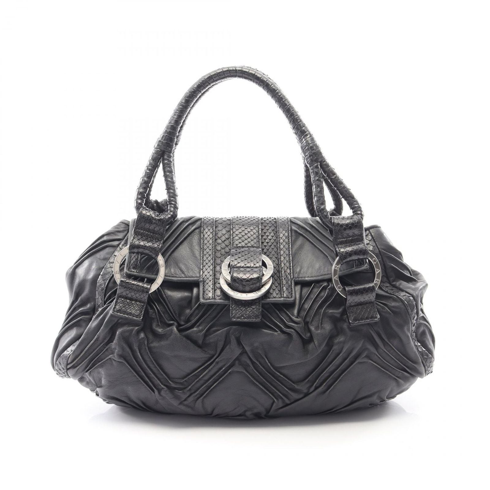 Bvlgari Handbag Chandra Black Leather Exotic Cles the Hand