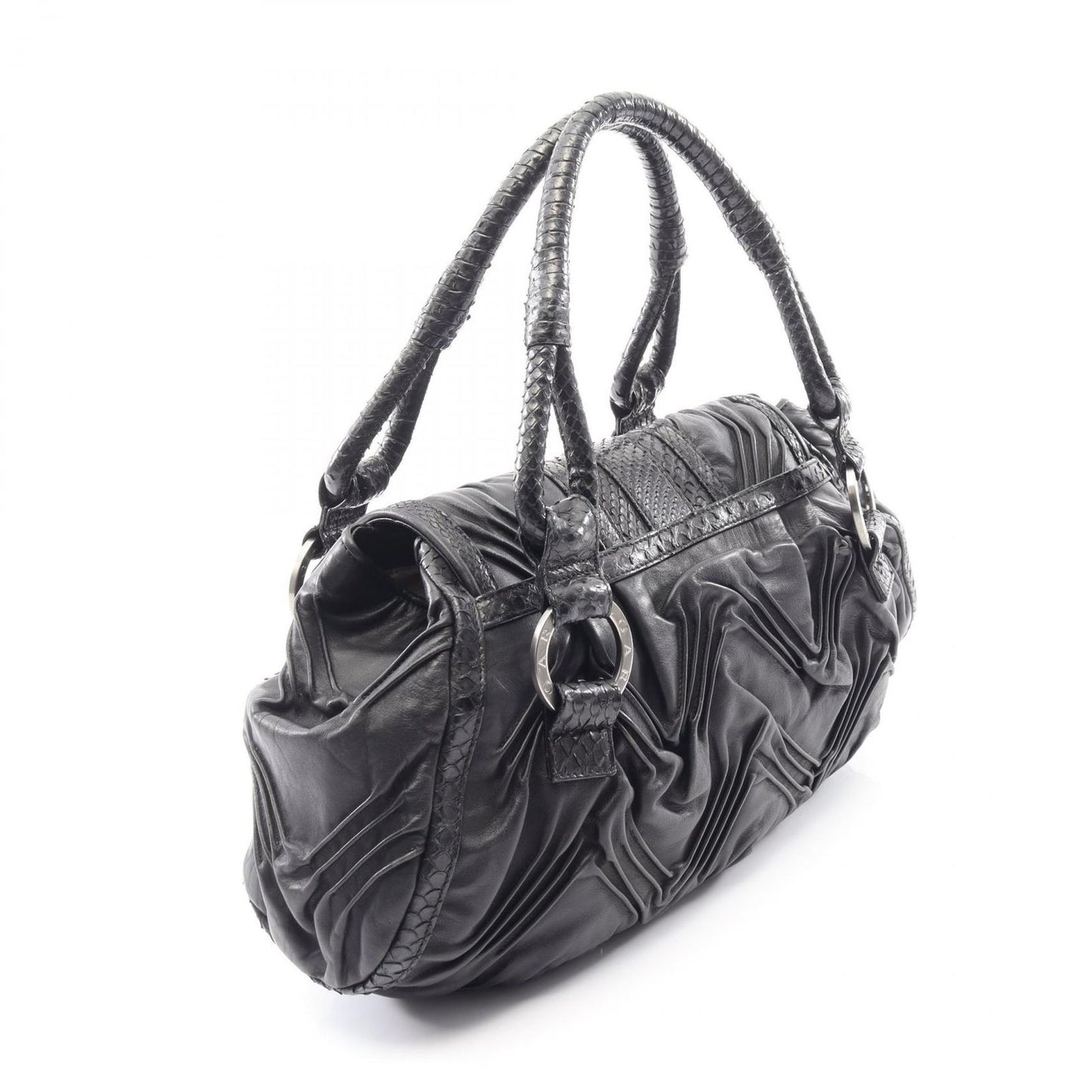 Bvlgari Handbag Chandra Black Leather Exotic Cles the Hand — view 2