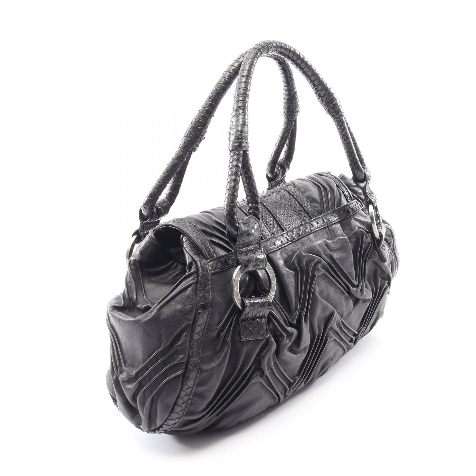 Bvlgari Handbag Chandra Black Leather Exotic Cles the Hand — view 2