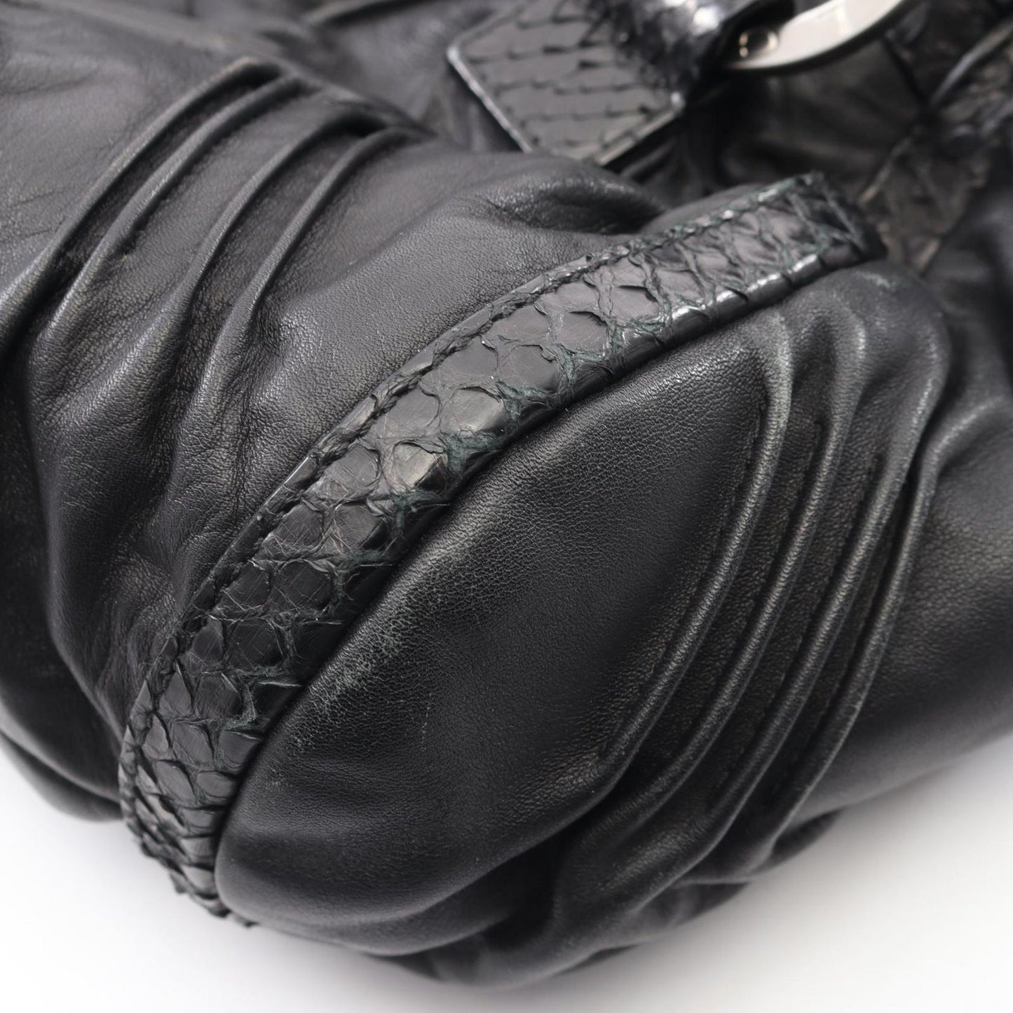 Bvlgari Handbag Chandra Black Leather Exotic Cles the Hand — view 8
