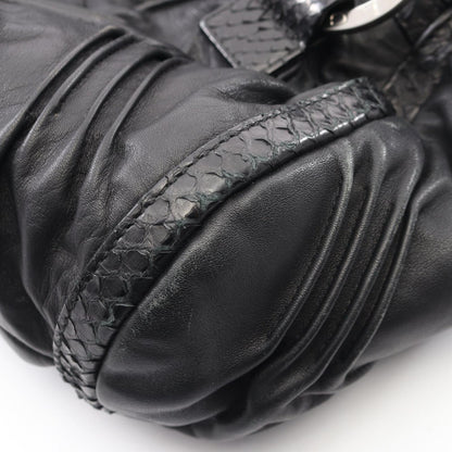 Bvlgari Handbag Chandra Black Leather Exotic Cles the Hand — view 8