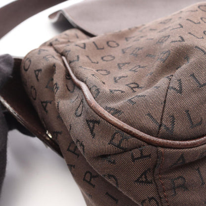 Bvlgari Shoulder Bag Logo Mania Dark Brown Black Canvas Leather — view 9