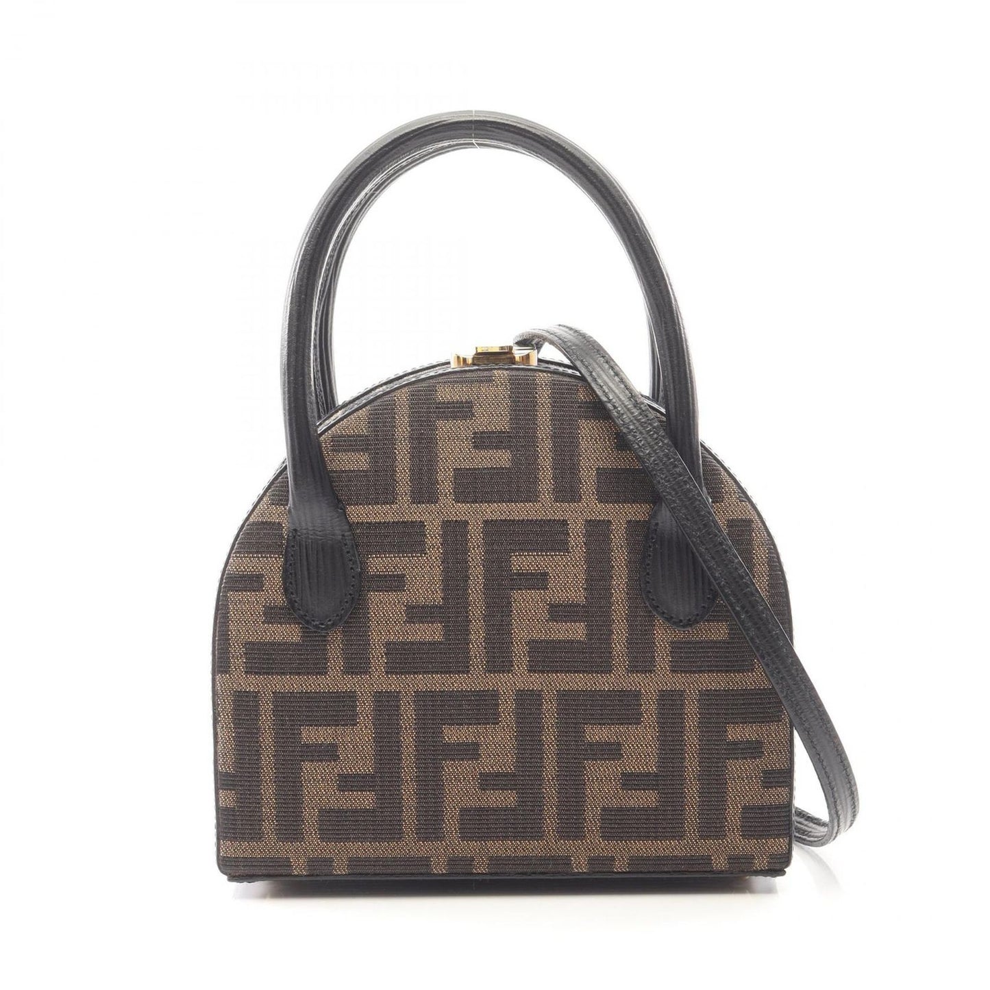 Fendi Handbag Zucca 2-Way Brown Canvas Leather