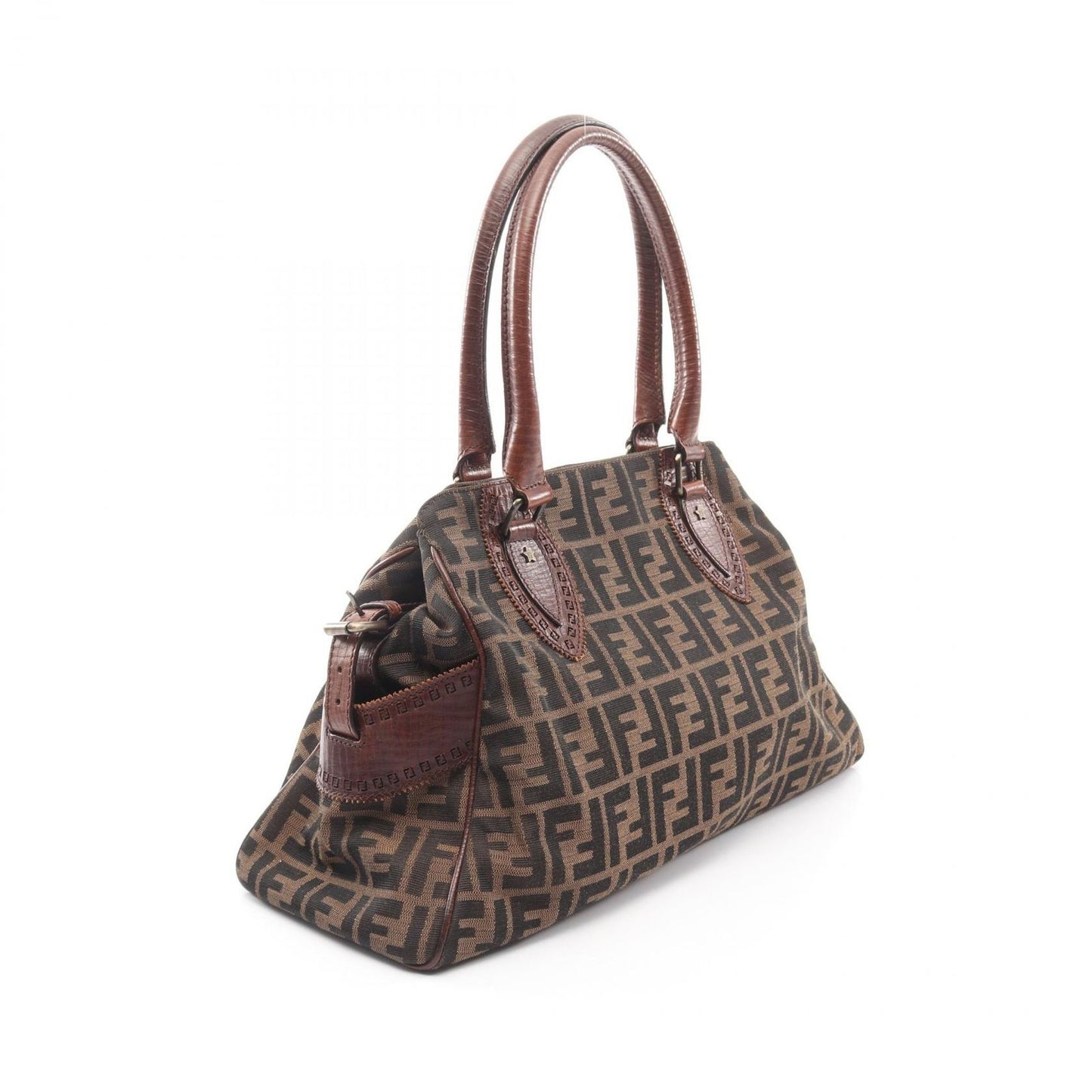 Fendi Tote Etnico Zucca Brown Canvas Leather Handbag — view 2