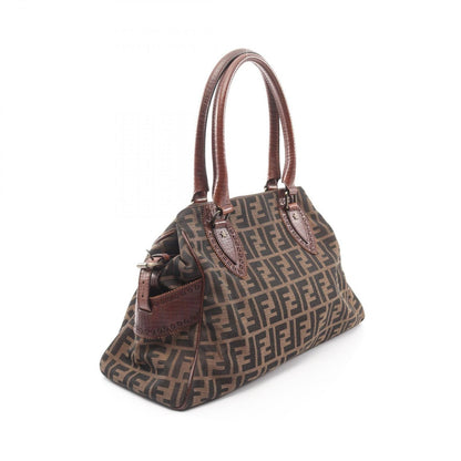 Fendi Tote Etnico Zucca Brown Canvas Leather Handbag — view 2