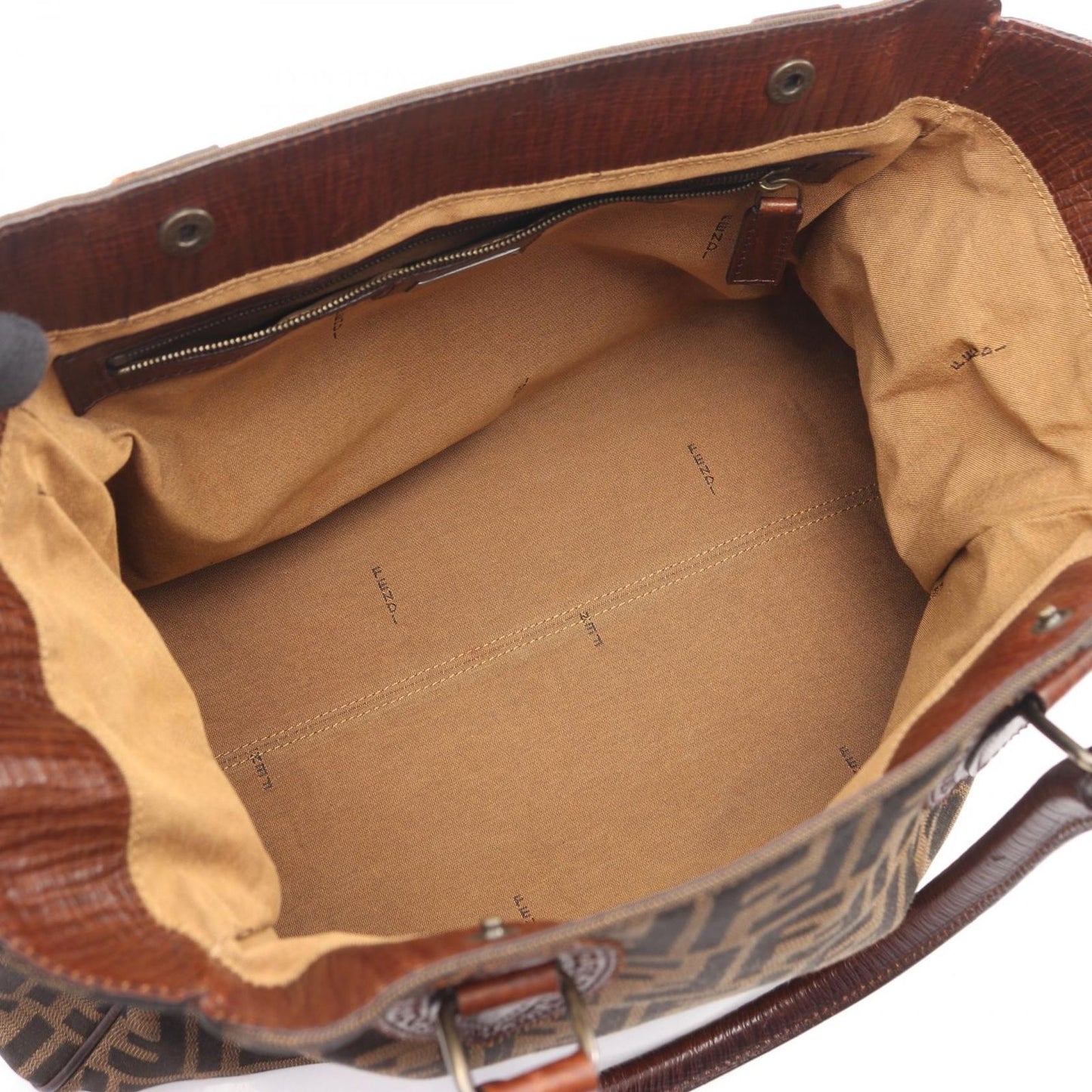 Fendi Tote Etnico Zucca Brown Canvas Leather Handbag — view 3