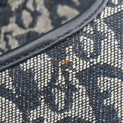 Dior Double Saddle Bag Trotter Beige Navy Canvas Leather Oblique — view 8