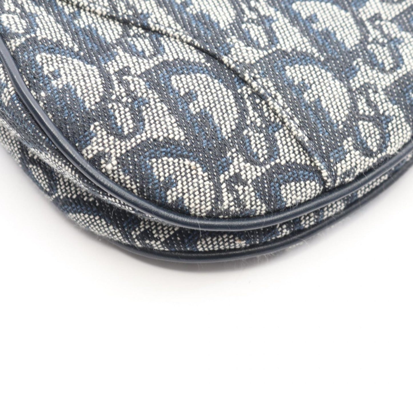 Dior Double Saddle Bag Trotter Beige Navy Canvas Leather Oblique — view 6