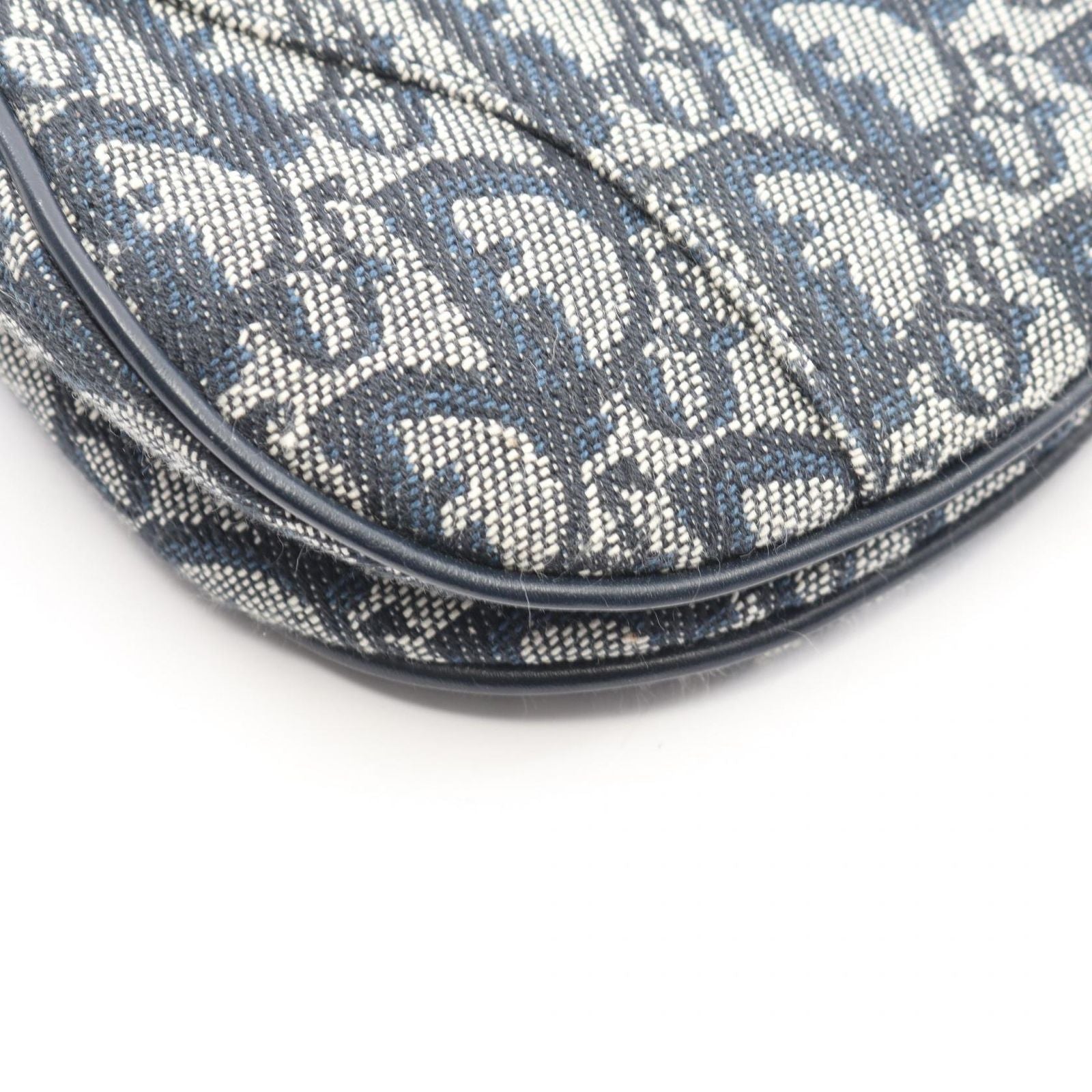 Dior Double Saddle Bag Trotter Beige Navy Canvas Leather Oblique — view 6