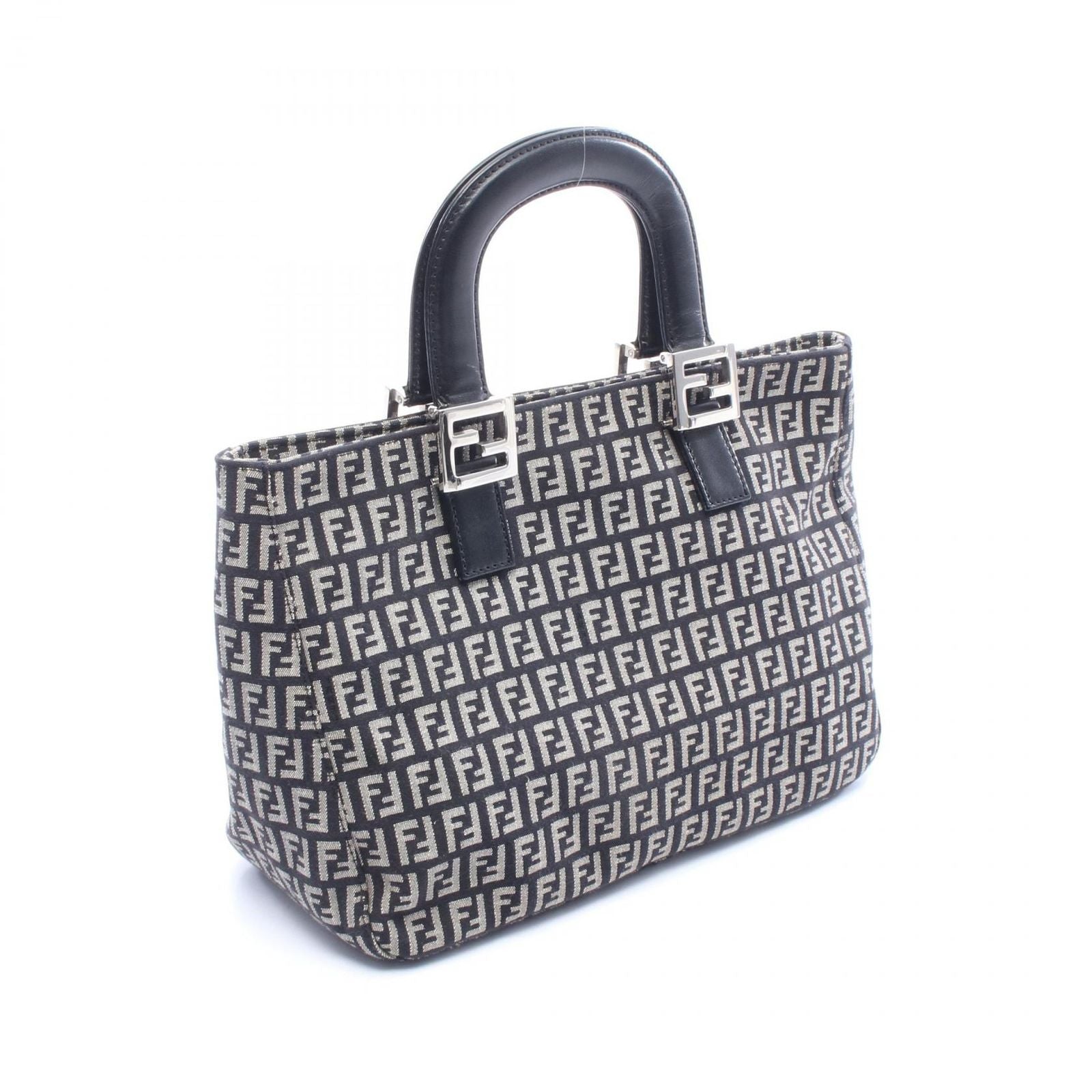 Fendi Tote Zucca Beige Black Canvas Leather Zucchino Handbag — view 2