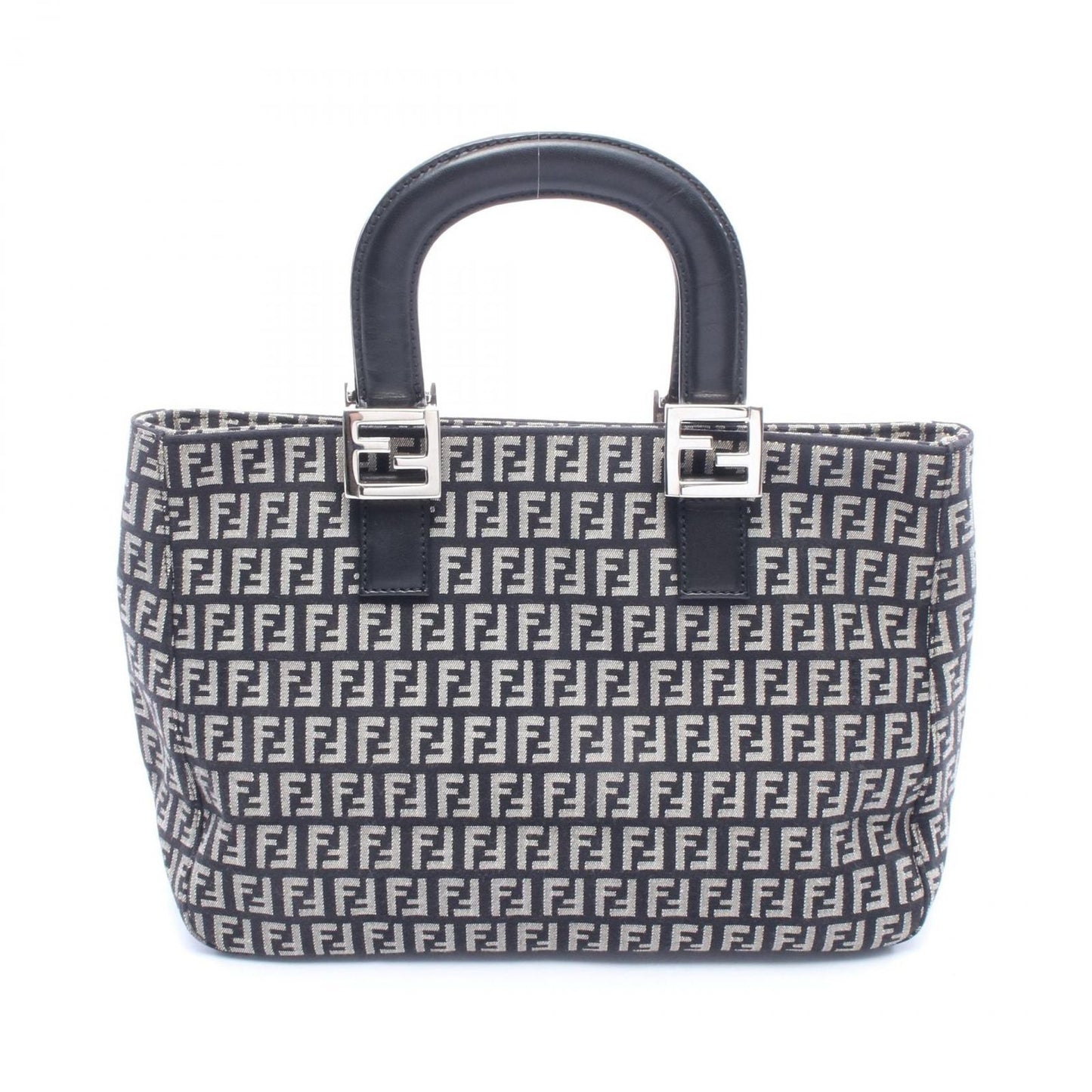 Fendi Tote Zucca Beige Black Canvas Leather Zucchino Handbag