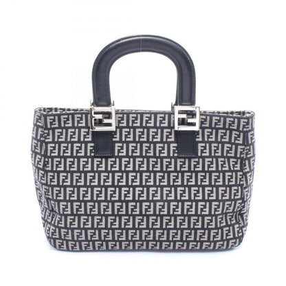 Fendi Tote Zucca Beige Black Canvas Leather Zucchino Handbag