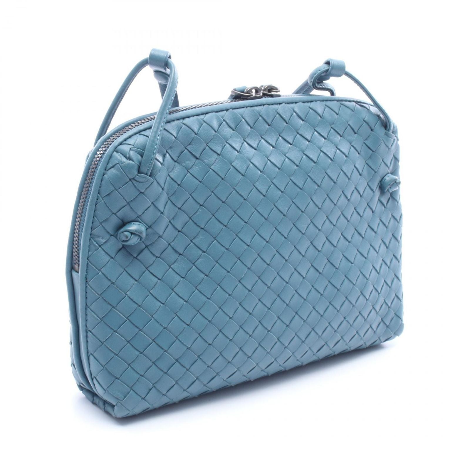 Bottega Veneta Shoulder Bag Nodini Intrecciato Blue Leather — view 2