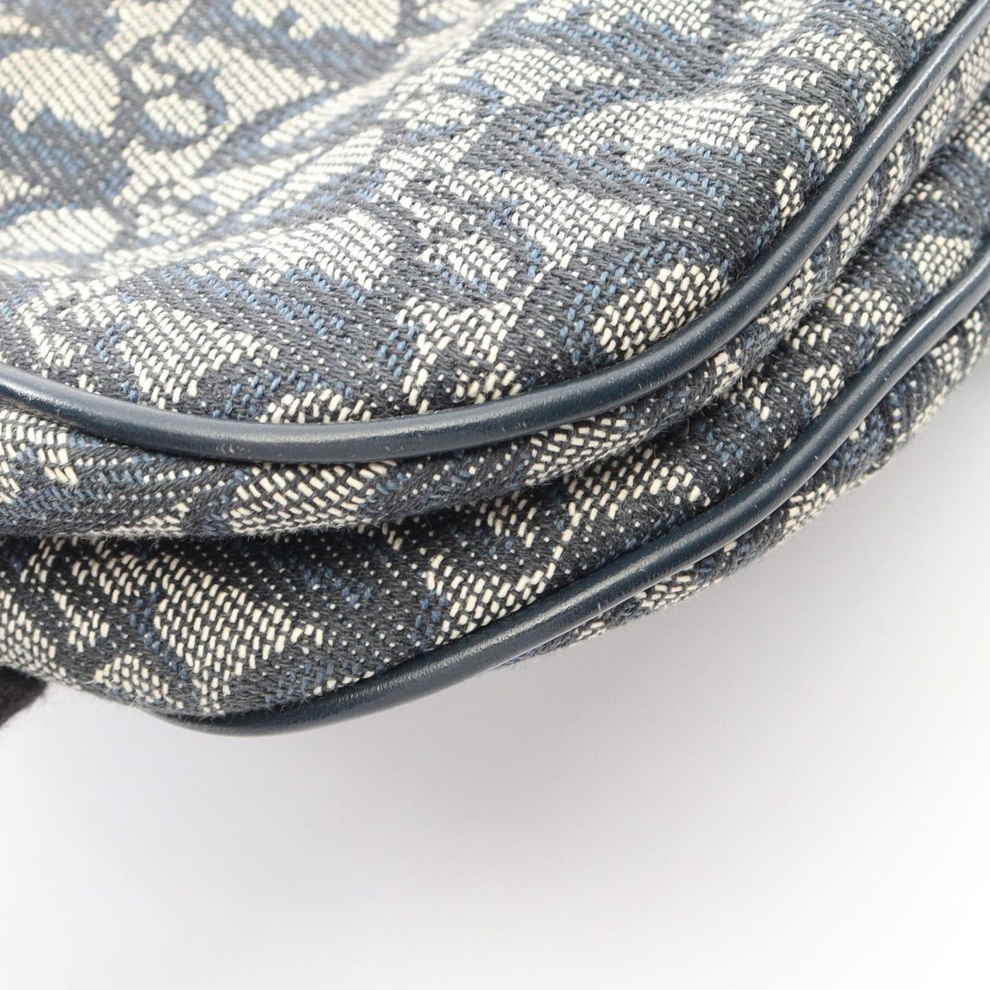 Dior Double Saddle Bag Trotter Navy Canvas Leather — view 7