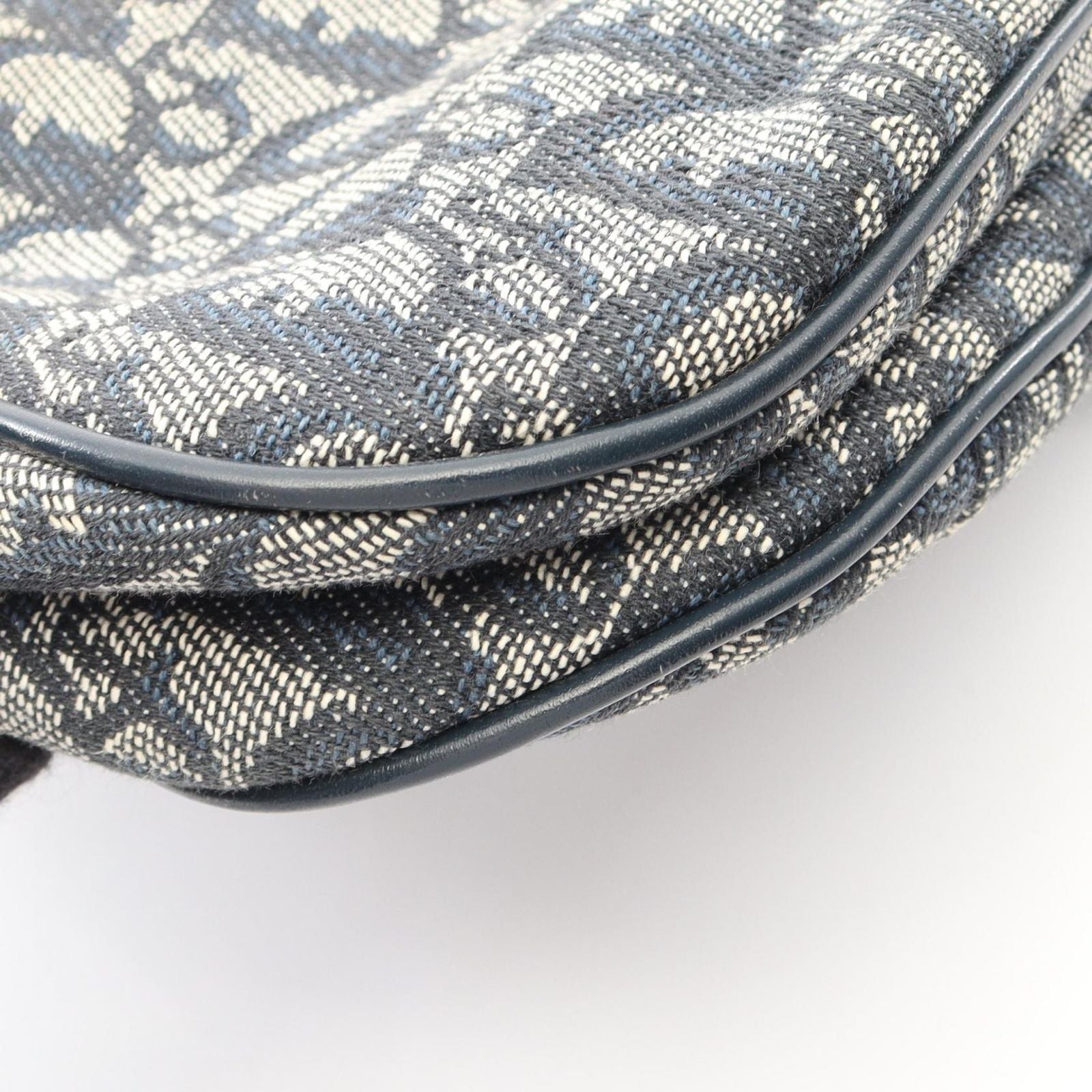 Dior Double Saddle Bag Trotter Navy Canvas Leather — view 7