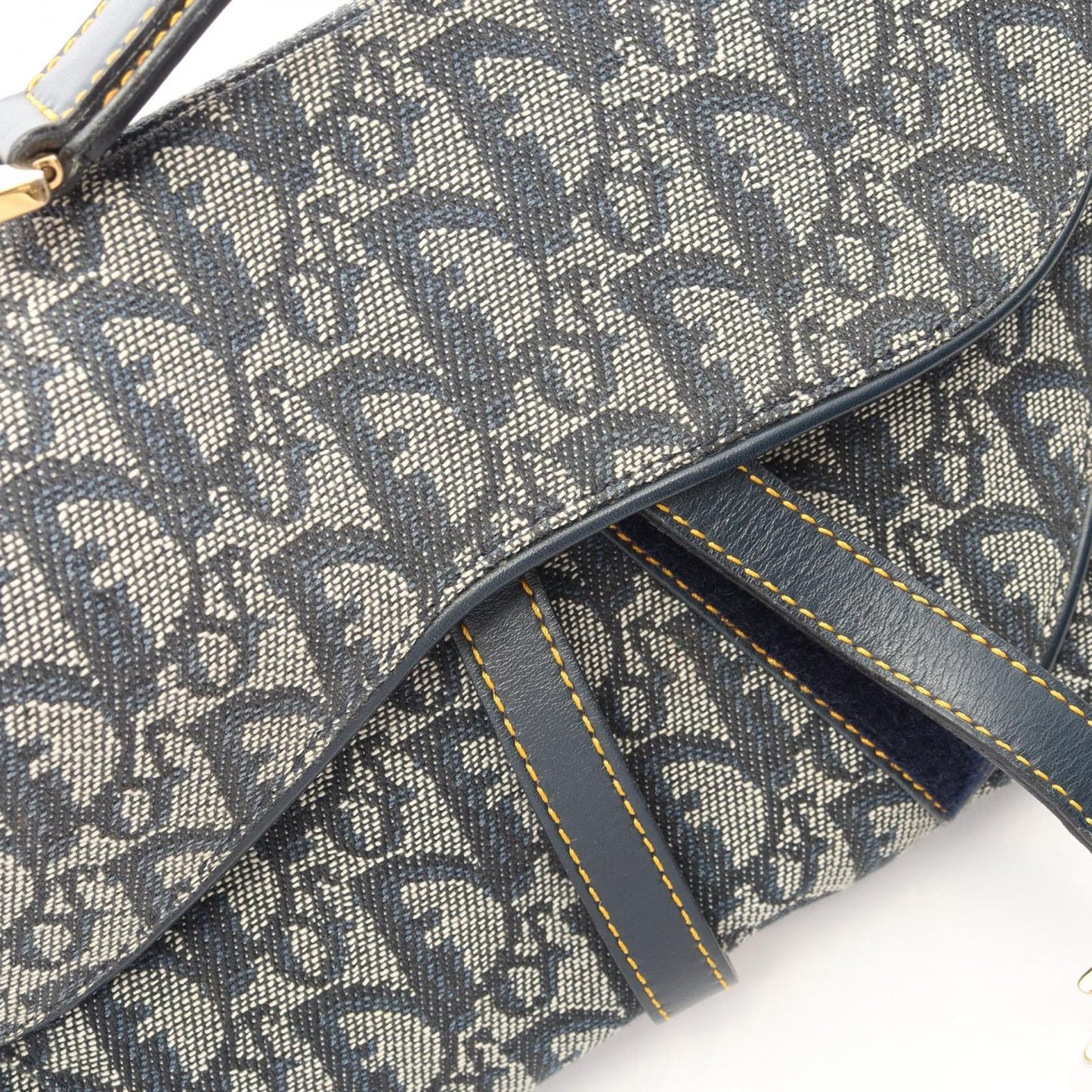 Dior Double Saddle Bag Trotter Navy Canvas Leather — view 8