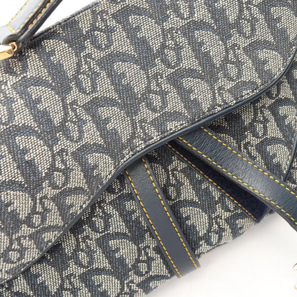 Dior Double Saddle Bag Trotter Navy Canvas Leather — view 8