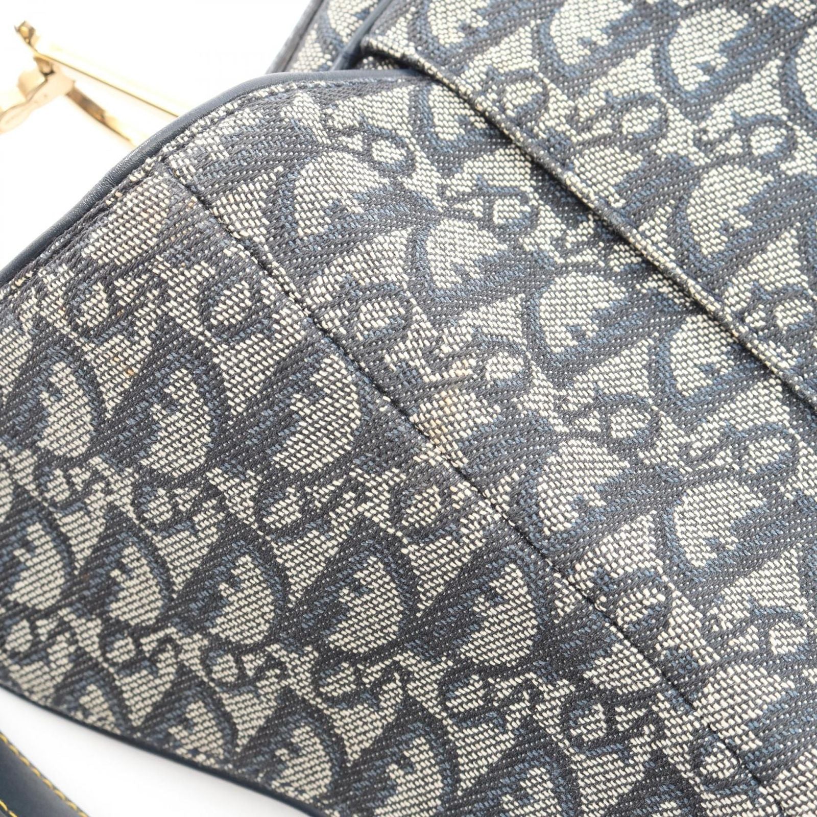 Dior Double Saddle Bag Trotter Navy Canvas Leather — view 5