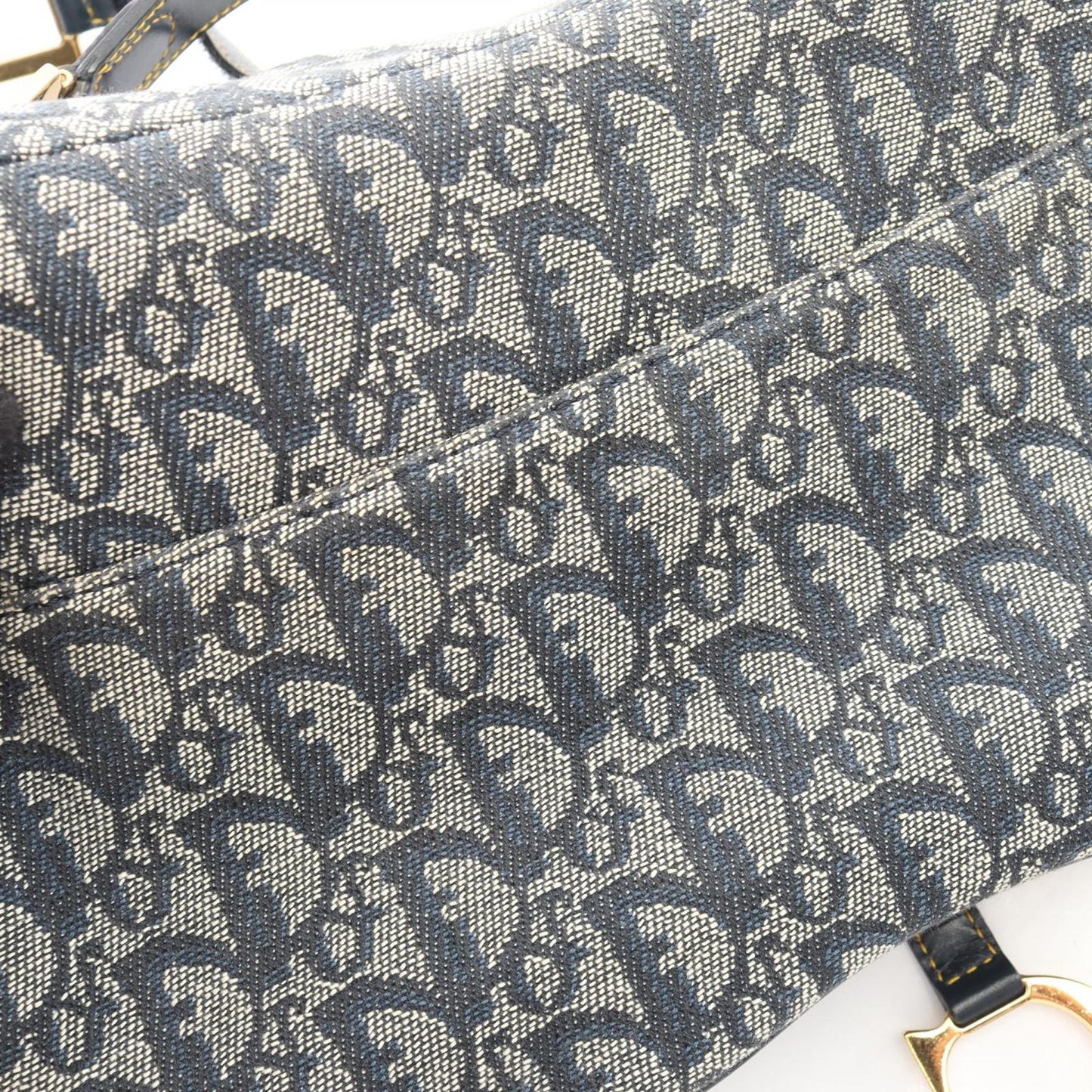 Dior Double Saddle Bag Trotter Navy Canvas Leather — view 6