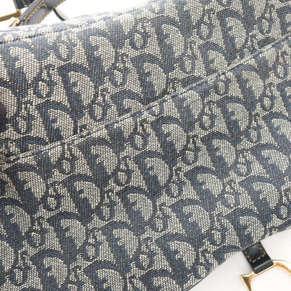 Dior Double Saddle Bag Trotter Navy Canvas Leather — view 6