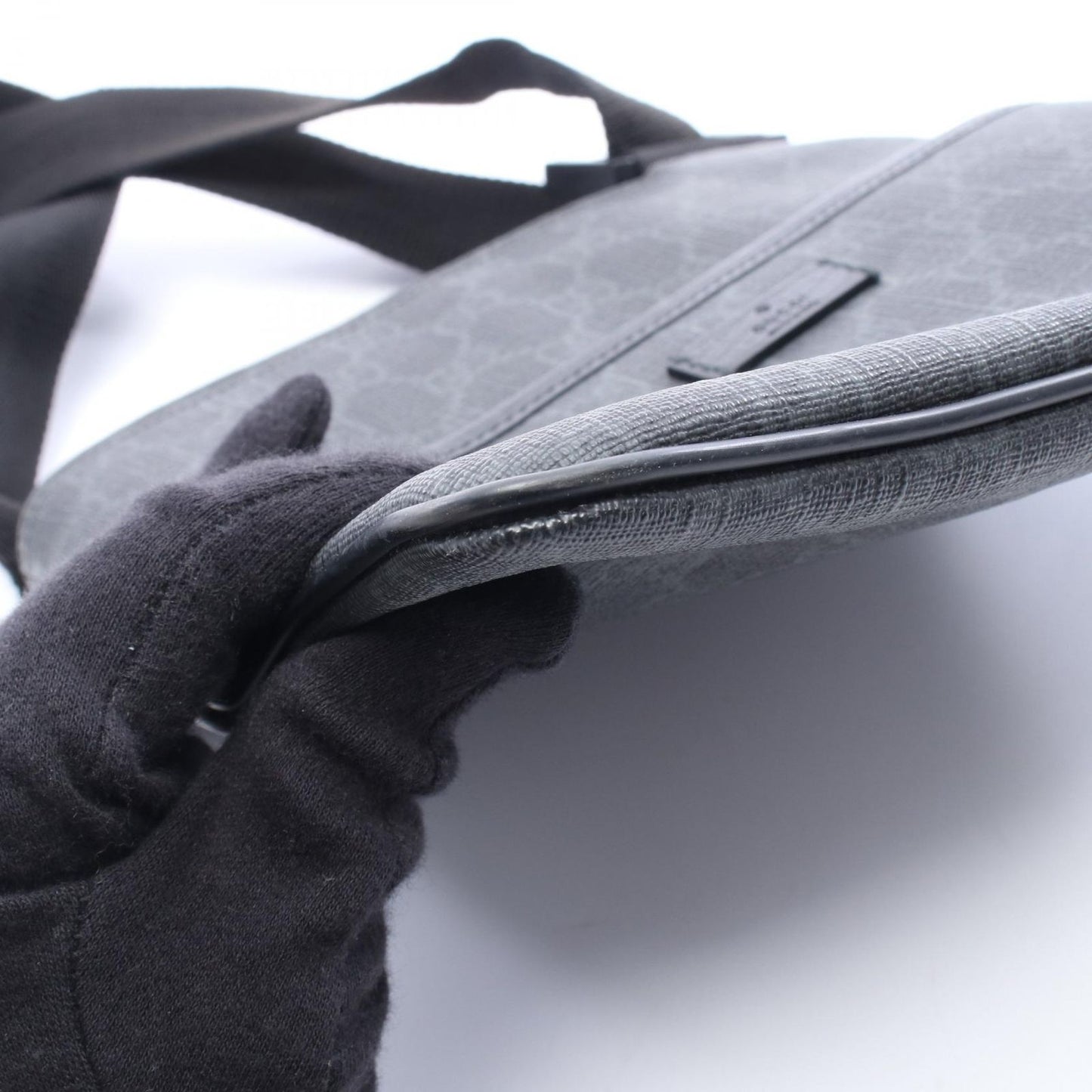 Gucci Shoulder Bag GG Supreme Black Canvas Leather — view 5