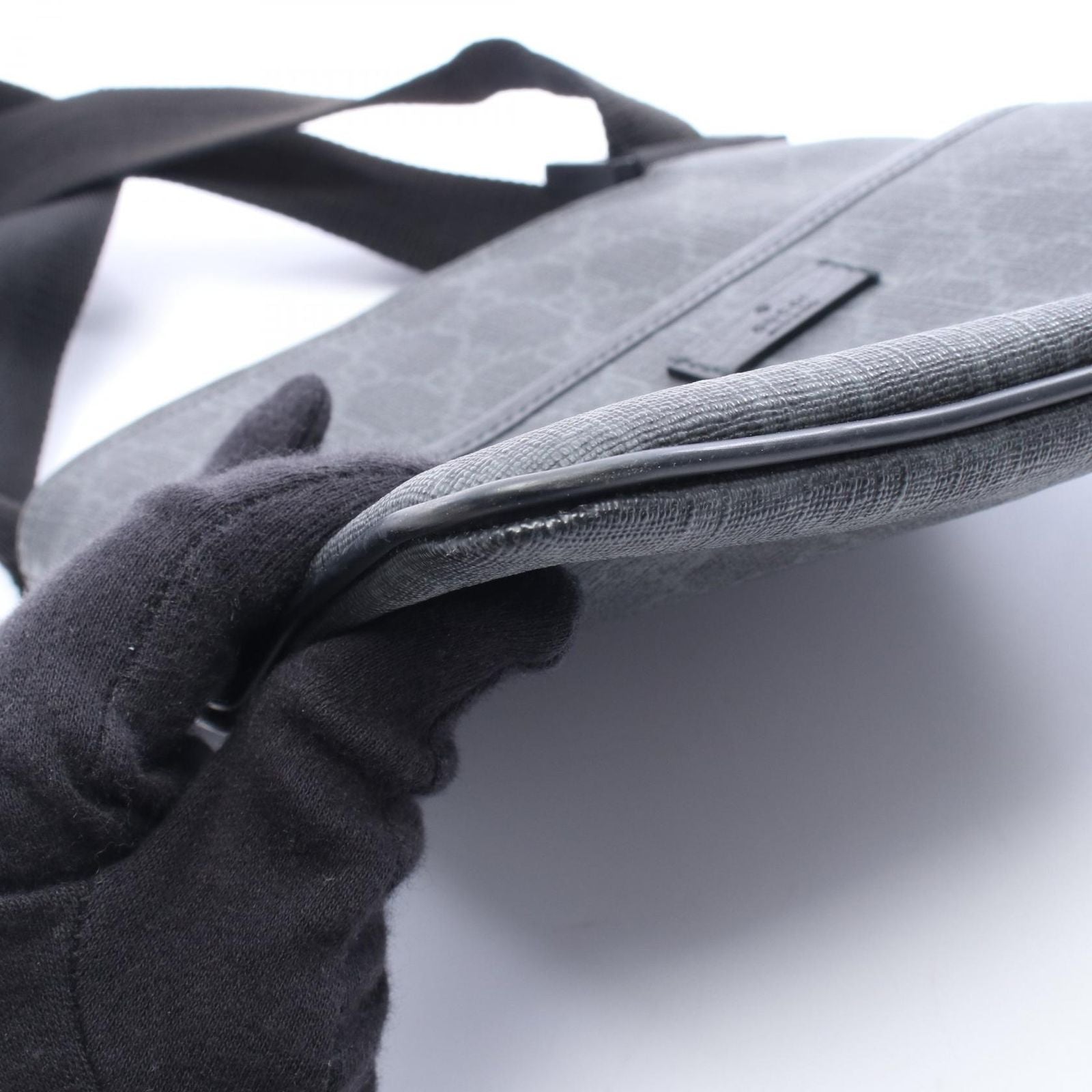 Gucci Shoulder Bag GG Supreme Black Canvas Leather — view 5