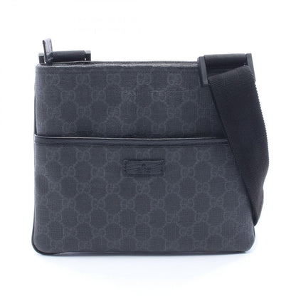 Gucci Shoulder Bag GG Supreme Black Canvas Leather