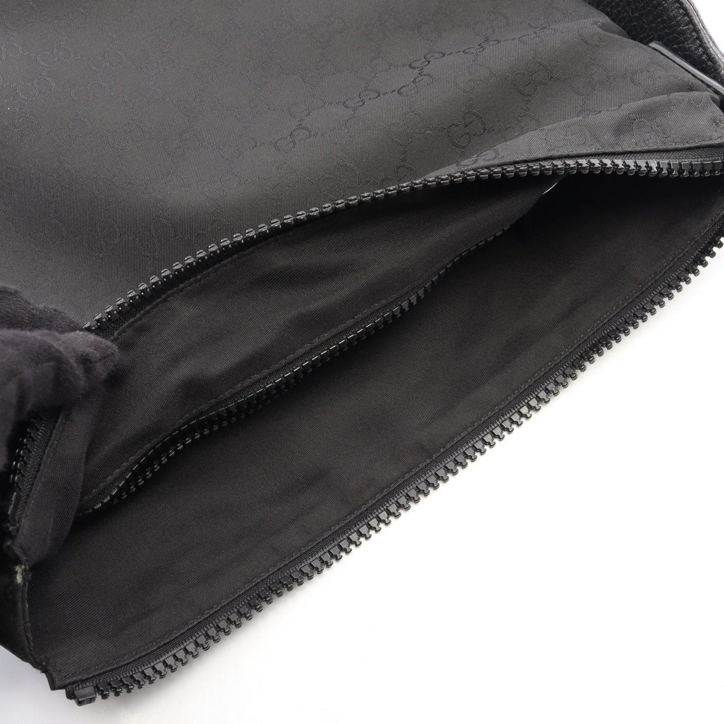 Gucci Shoulder Bag GG Pattern Black Leather Nylon — view 7